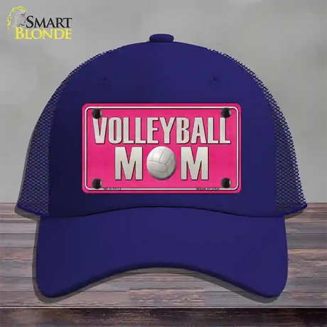 Volleyball Mom Novelty License Plate Hat Mesh / Royal Blue