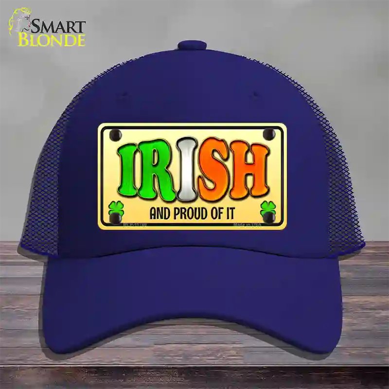 Irish and Proud Novelty License Plate Hat Mesh / Royal Blue