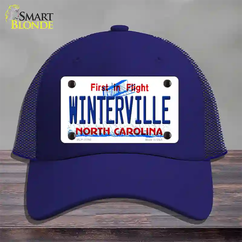 Winterville North Carolina State Novelty License Plate Hat Mesh / Royal Blue