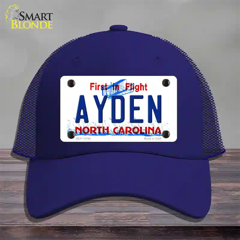 Ayden North Carolina State Novelty License Plate Hat Mesh / Royal Blue