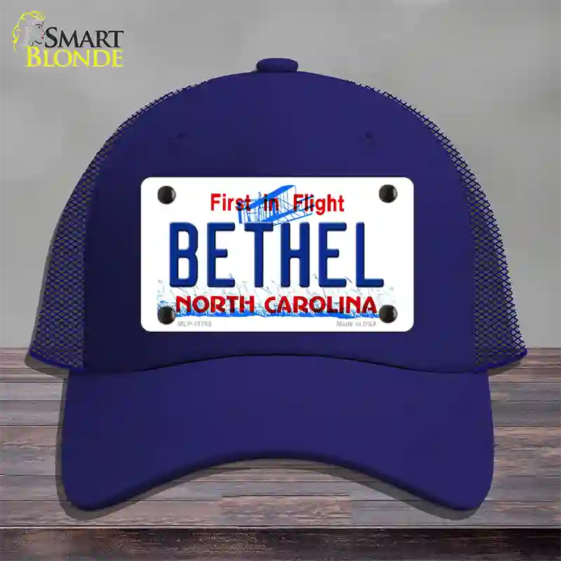 Bethel North Carolina State Novelty License Plate Hat Mesh / Royal Blue