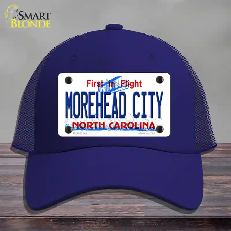 Morehead City North Carolina State Novelty License Plate Hat Mesh / Royal Blue