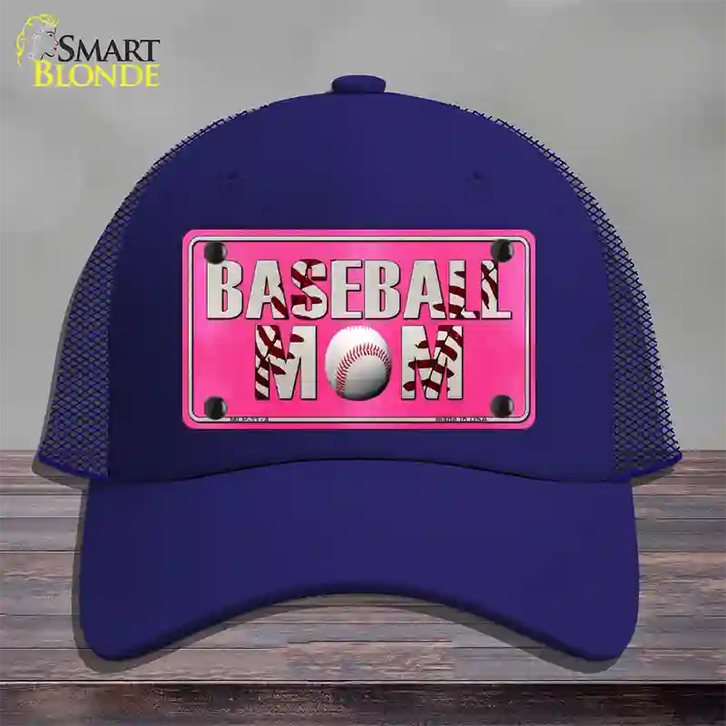 Baseball Mom Novelty License Plate Hat Mesh / Royal Blue