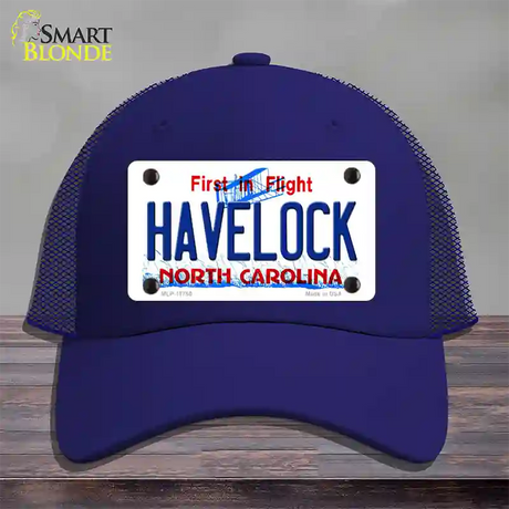 Havelock North Carolina State Novelty License Plate Hat Mesh / Royal Blue