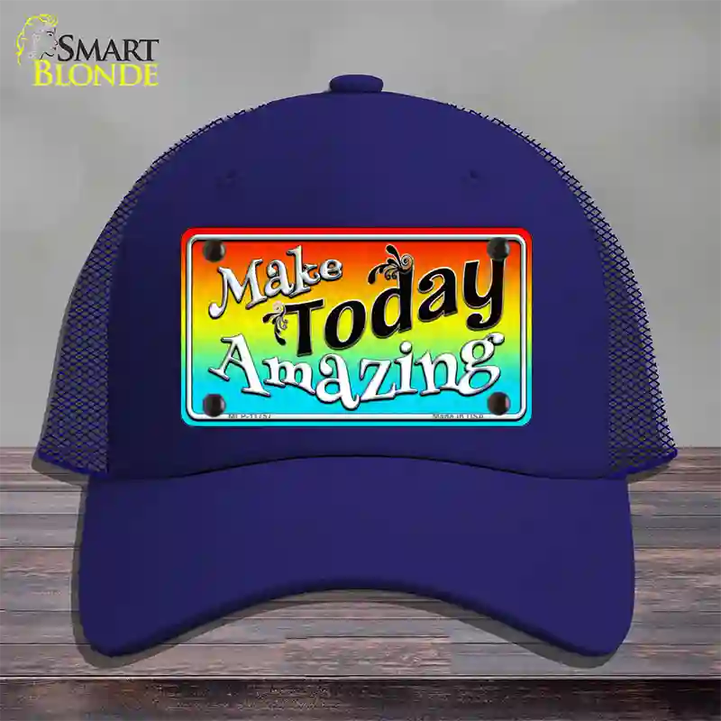 Make Today Amazing Novelty License Plate Hat Mesh / Royal Blue