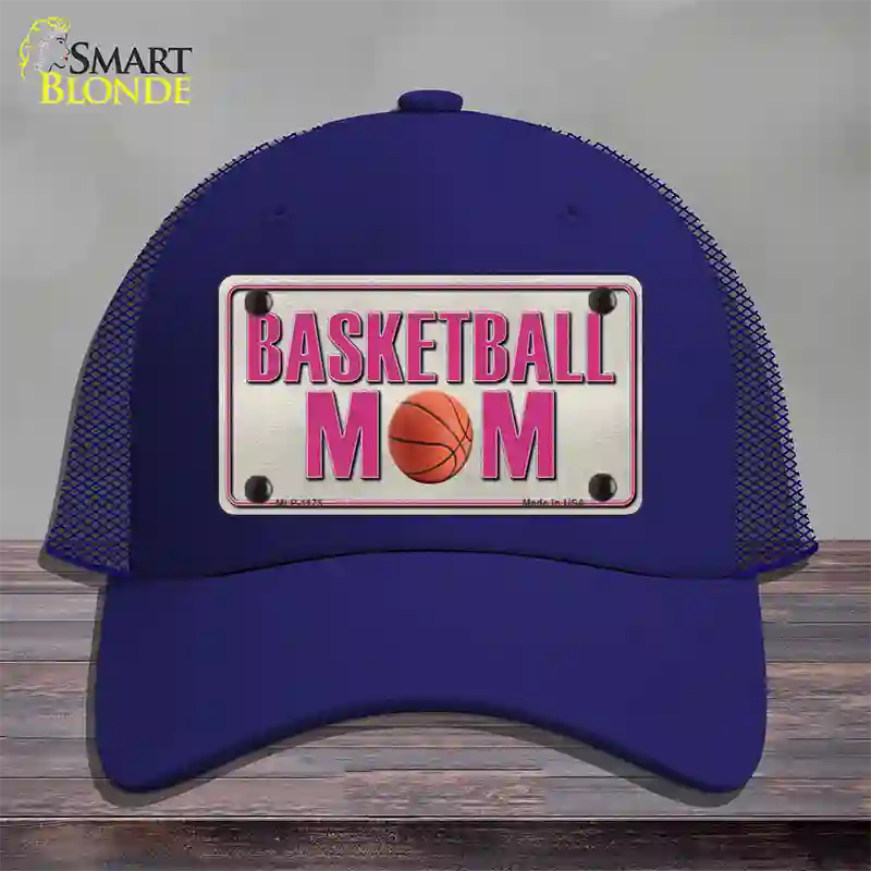 Basketball Mom Novelty License Plate Hat Mesh / Royal Blue