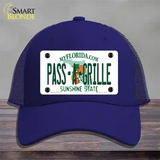 Pass A Grille Florida Novelty License Plate Hat Mesh / Royal Blue