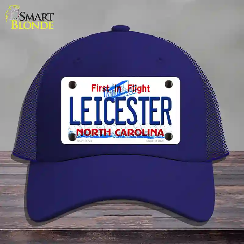 Leicester North Carolina State Novelty License Plate Hat Mesh / Royal Blue