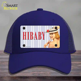 Hi Baby Vintage Pinup Novelty License Plate Hat Mesh / Royal Blue