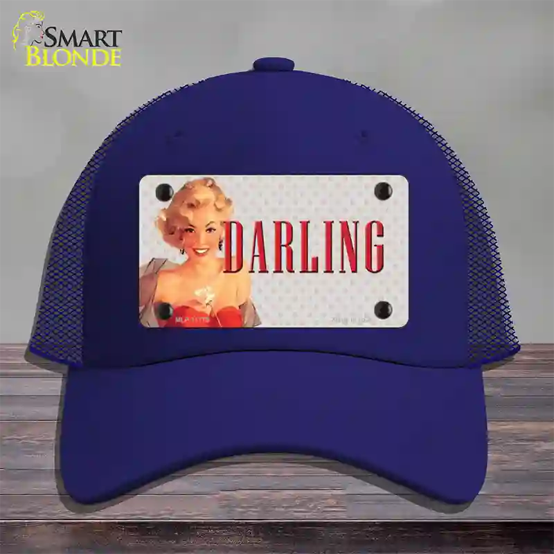 Darling Vintage Pinup Novelty License Plate Hat Mesh / Royal Blue