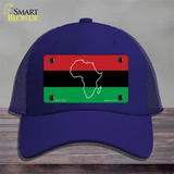 Africa Outline With Flag Novelty License Plate Hat Mesh / Royal Blue