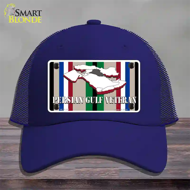 Persian Gulf Veteran Novelty License Plate Hat Mesh / Royal Blue