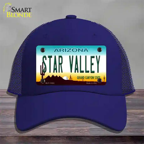 Star Valley Arizona Novelty License Plate Hat Mesh / Royal Blue