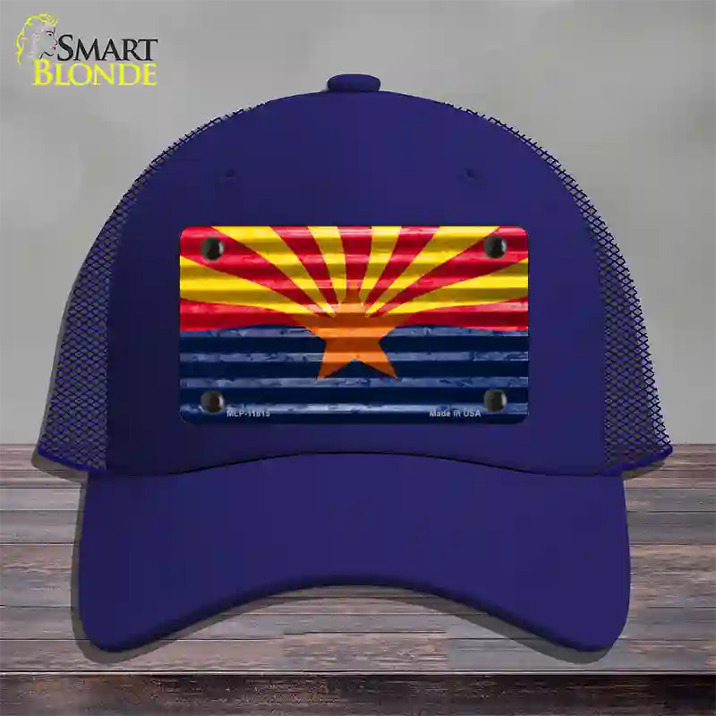 Arizona Flag Novelty License Plate Hat Mesh / Royal Blue