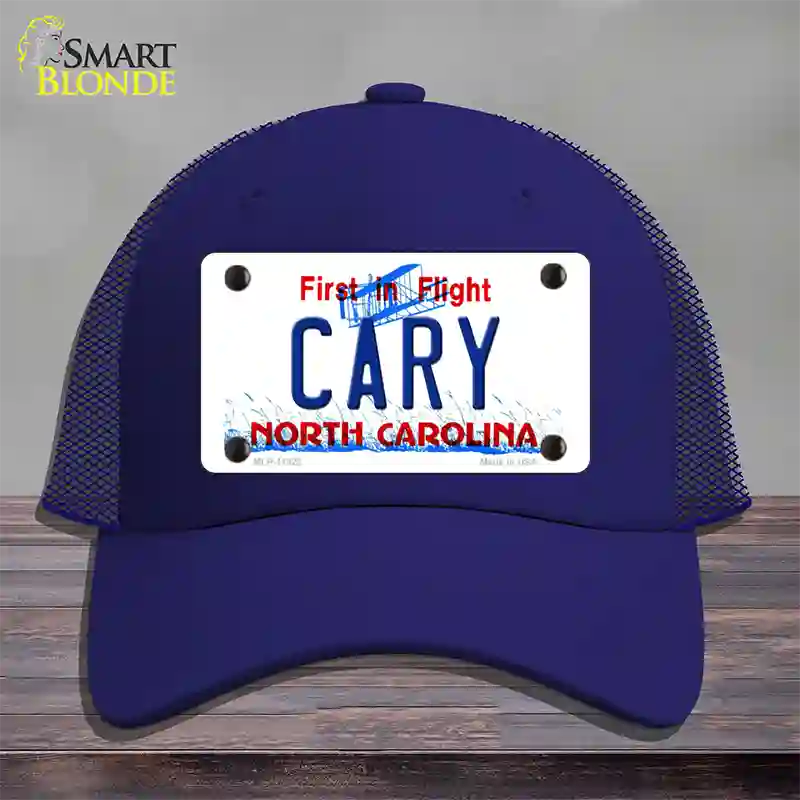 Cary North Carolina Novelty License Plate Hat Mesh / Royal Blue