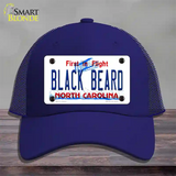 Black Beard North Carolina Novelty License Plate Hat Mesh / Royal Blue