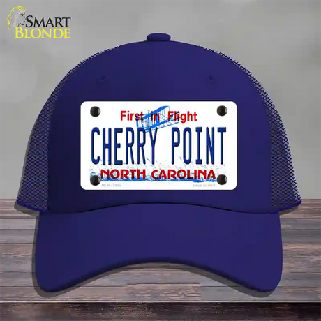 Cherry Point North Carolina Novelty License Plate Hat Mesh / Royal Blue