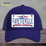 Fayetteville North Carolina Novelty License Plate Hat Mesh / Royal Blue