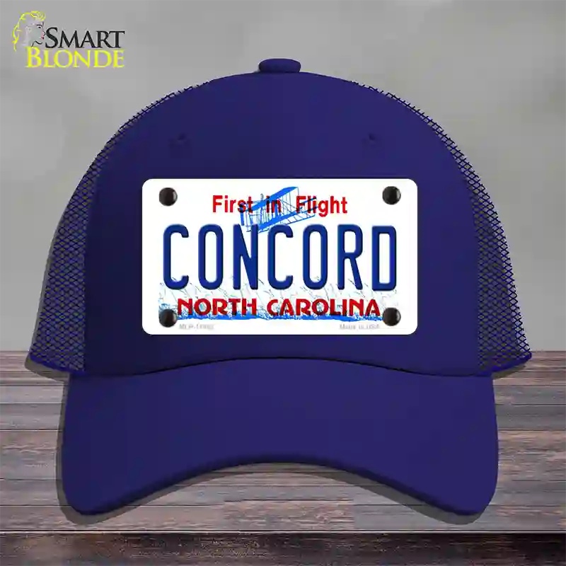 Concord North Carolina Novelty License Plate Hat Mesh / Royal Blue