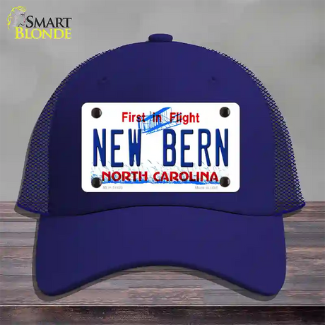 New Bern North Carolina Novelty License Plate Hat Mesh / Royal Blue