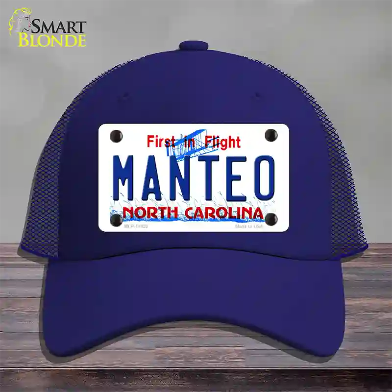 Manteo North Carolina Novelty License Plate Hat Mesh / Royal Blue