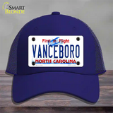 Vanceboro North Carolina Novelty License Plate Hat Mesh / Royal Blue