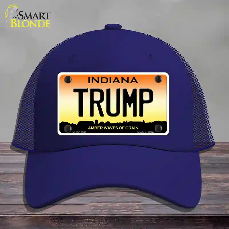 Trump Indiana Novelty License Plate Hat Mesh / Royal Blue