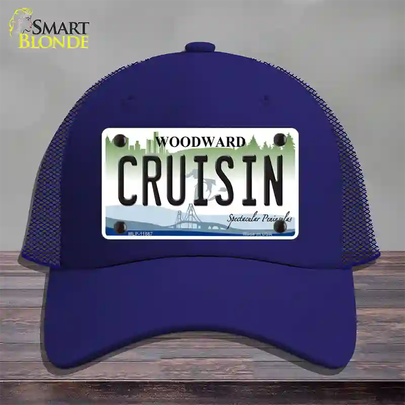 Cruisin Woodward Michigan Novelty License Plate Hat Mesh / Royal Blue