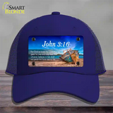 John 3 16 Beach Novelty License Plate Hat Mesh / Royal Blue