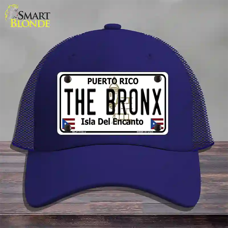 The Bronx Puerto Rico Novelty License Plate Hat Mesh / Royal Blue