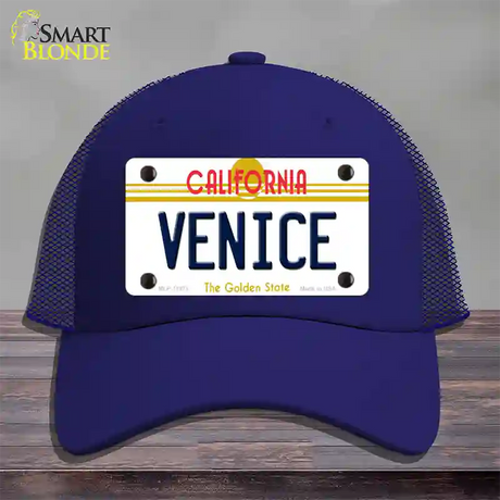 Venice California Novelty License Plate Hat Mesh / Royal Blue