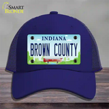 Brown County Indiana Novelty License Plate Hat Mesh / Royal Blue