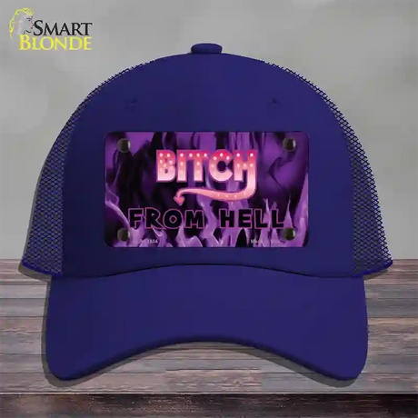 Bitch from Hell Novelty License Plate Hat Mesh / Royal Blue