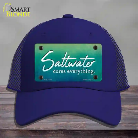 Saltwater Cures Everything Novelty License Plate Hat Mesh / Royal Blue