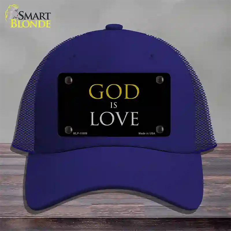 God Is Love Novelty License Plate Hat Mesh / Royal Blue