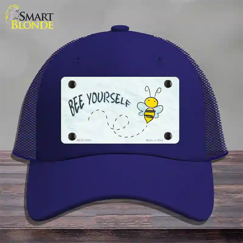 Bee Yourself Novelty License Plate Hat Mesh / Royal Blue