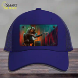 Monkey with Guitar Novelty License Plate Hat Mesh / Royal Blue