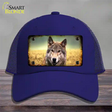 Wolf Novelty License Plate Hat Mesh / Royal Blue