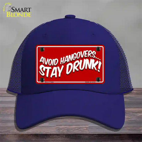 Avoid Hangovers Novelty License Plate Hat Mesh / Royal Blue