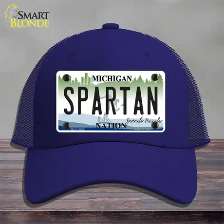 Michigan Spartan Novelty License Plate Hat Mesh / Royal Blue