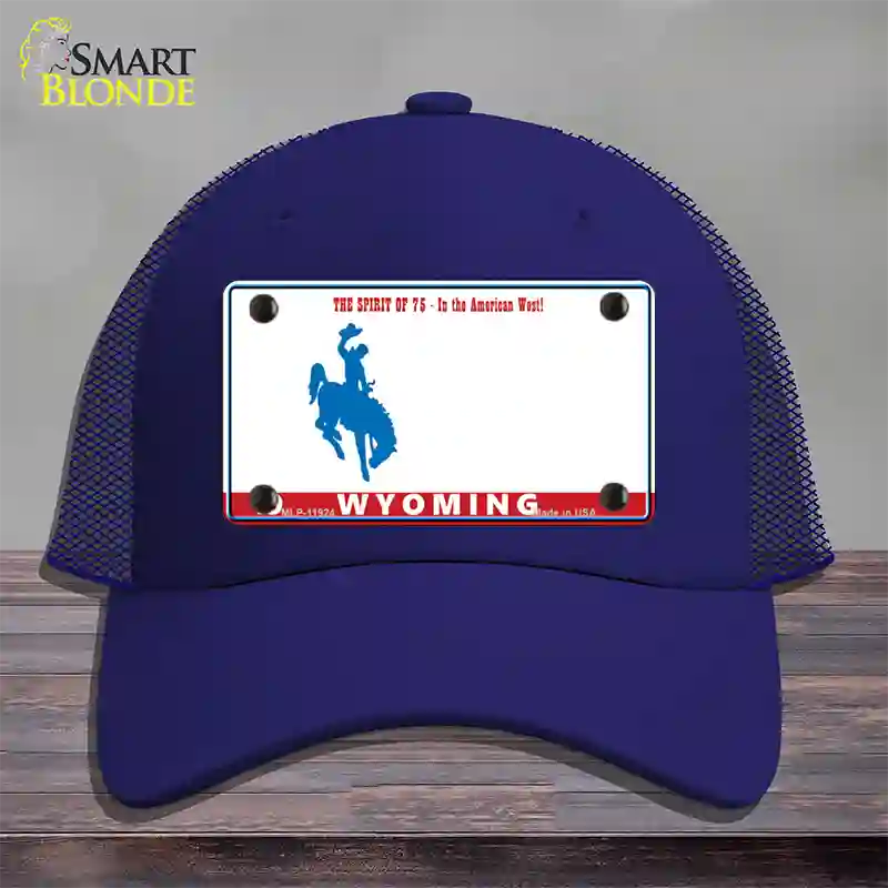 Wyoming Novelty License Plate Hat Mesh / Royal Blue