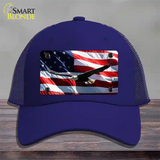 Soaring Eagle Flag Novelty License Plate Hat Mesh / Royal Blue