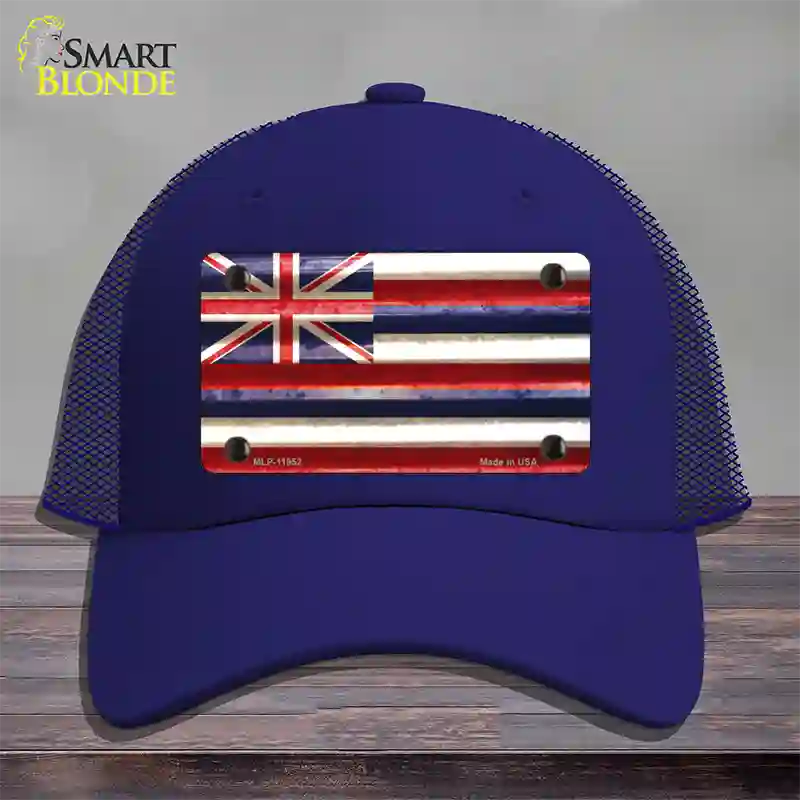 Hawaii Corrugated Flag Novelty License Plate Hat Mesh / Royal Blue