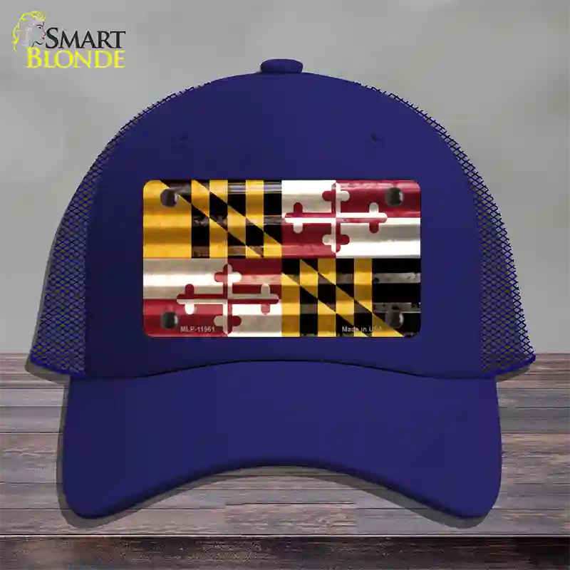 Maryland Corrugated Flag Novelty License Plate Hat Mesh / Royal Blue