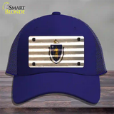 Massachusetts Corrugated Flag Novelty License Plate Hat Mesh / Royal Blue