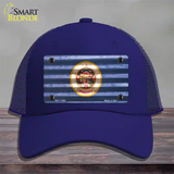 Minnesota Corrugated Flag Novelty License Plate Hat Mesh / Royal Blue