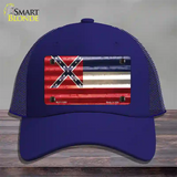 Mississippi Corrugated Flag Novelty License Plate Hat Mesh / Royal Blue