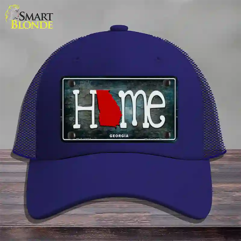 Georgia Home State Outline Novelty License Plate Hat Mesh / Royal Blue