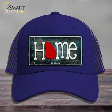 Georgia Home State Outline Novelty License Plate Hat Mesh / Royal Blue