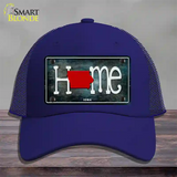 Iowa Home State Outline Novelty License Plate Hat Mesh / Royal Blue